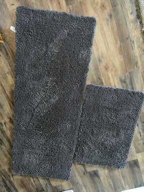 Plush Bath Rug Set - Dark Gray
